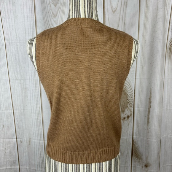 Belle du Jour Sweater Vest Cable Knit Sleeveless V-Neck Brown Size Medium - Picture 3 of 10